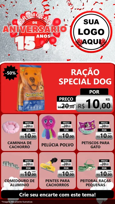 Modelo de Rede Social para Stories com o tema Promoção de Aniversário - 15 Anos para Pet Shop