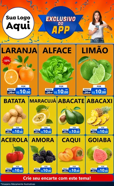 Modelo de Encarte para Encarte Grande com o tema Exclusivo do Aplicativo para Hortifrúti