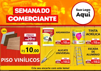 Modelo de Encarte para Encarte A4 Horizontal com o tema Semana do Comerciante para Material para Construção