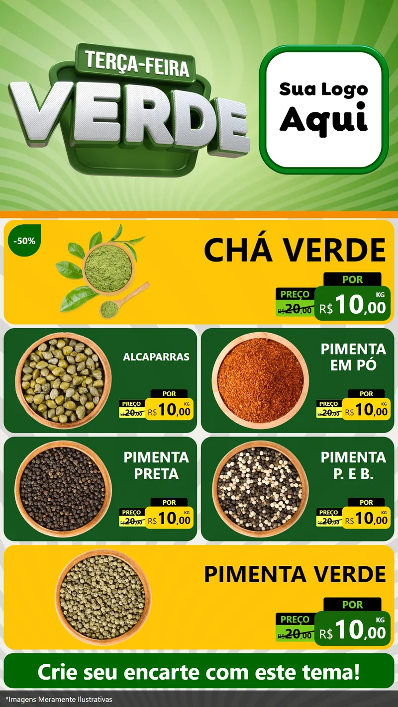 Modelo de TV para TV Vertical com o tema Terça - Feira Verde para Produtos Naturais