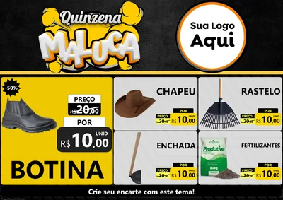 Modelo de Encarte para Encarte A4 Horizontal com o tema Quinzena Maluca para Agropecuária
