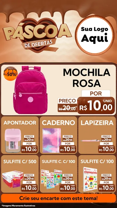 Modelo de Rede Social para Stories com o tema Páscoa de Ofertas para Papelaria