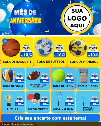 Modelo de Rede Social para Feed Instagram com o tema Mês de Aniversário para Artigos Esportivos