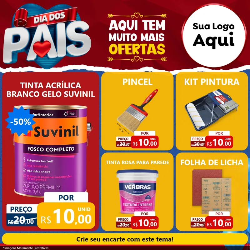 Modelo de Rede Social para Feed Facebook com o tema Dia dos Pais para Tintas e Ferramentas