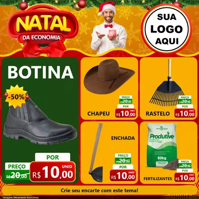 Modelo de Rede Social para Feed Facebook com o tema Natal da Economia para Agropecuária