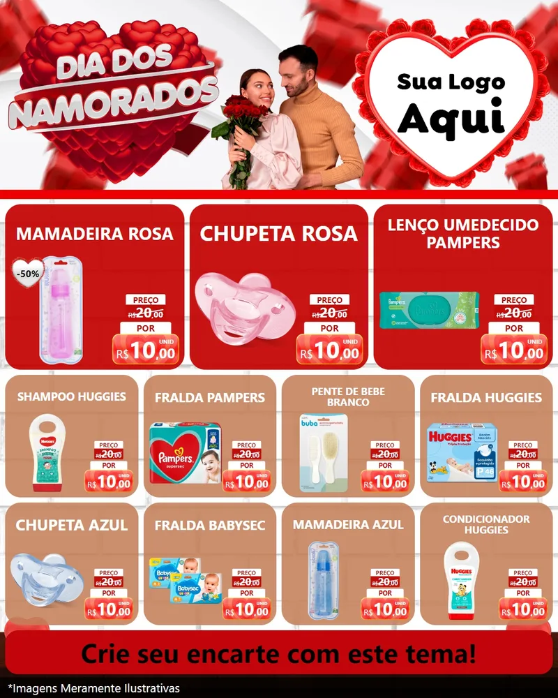 Modelo de Rede Social para Feed Instagram com o tema Dia dos Namorados para Bebês