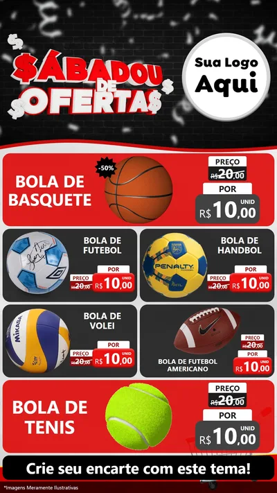 Modelo de TV para TV Vertical com o tema Sabadou de Ofertas para Artigos Esportivos