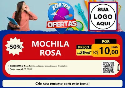 Modelo de Cartaz para Cartaz A4 Horizontal com o tema Aqui Tem Ofertas - Papelaria para Papelaria