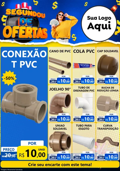 Modelo de Encarte para Encarte A4 Vertical com o tema Segundou de Ofertas para Tubos e conexões