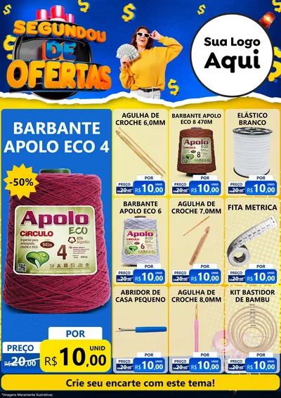 Modelo de Encarte para Encarte A4 Vertical com o tema Segundou de Ofertas para Armarinho e Aviamentos