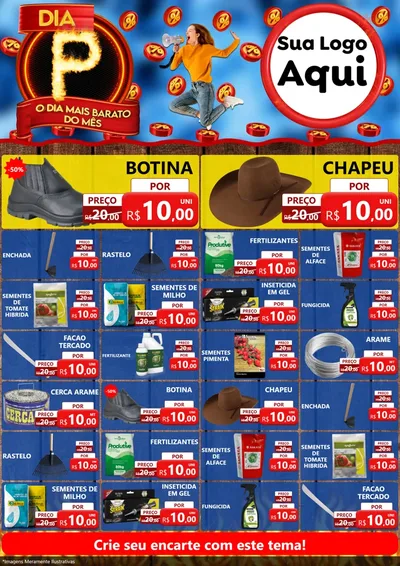 Modelo de Encarte para Encarte A4 Vertical com o tema Dia P - O Dia Mais Barato Do Mês para Agropecuária