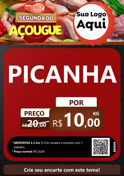 Modelo de Cartaz para Cartaz A4 Vertical com o tema Segunda do Açougue para Açougue