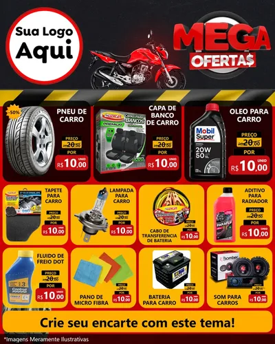 Modelo de Rede Social para Feed Instagram com o tema Mega Ofertas - Motopeças para Auto peças