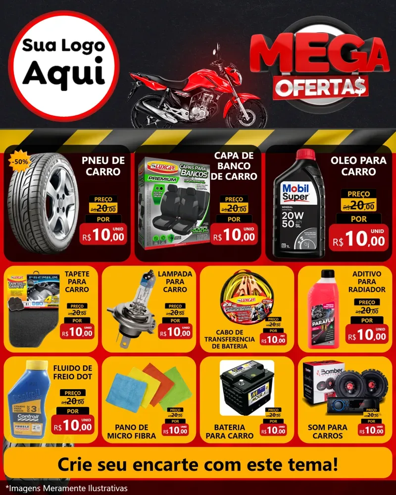 Modelo de Rede Social para Feed Instagram com o tema Mega Ofertas - Motopeças para Auto peças