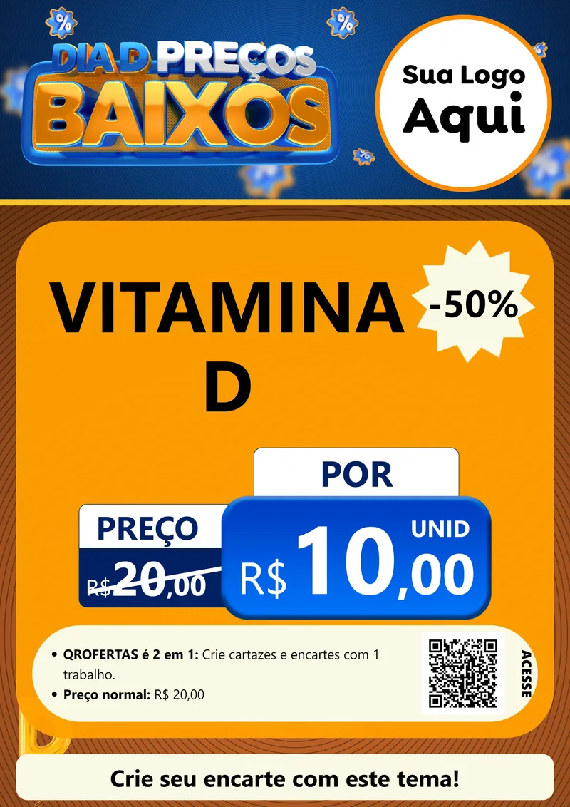 Modelo de Cartaz para Cartaz A4 Vertical com o tema Dia D Preço Baixo para Farmácia