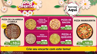 Modelo de TV para TV Horizontal com o tema Ofertas de Primavera para Pizzaria