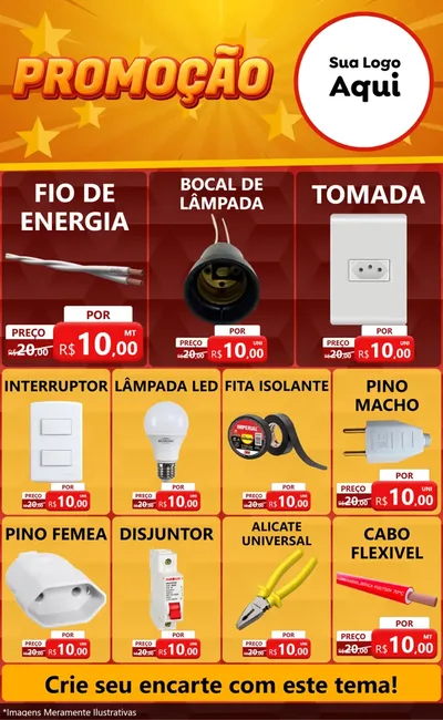 Modelo de Encarte para Encarte Grande com o tema Promoção para Materiais Elétricos