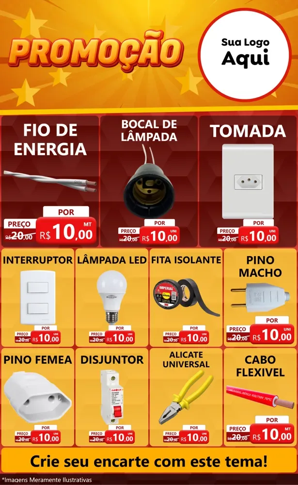 Modelo de Encarte para Encarte Grande com o tema Promoção para Materiais Elétricos