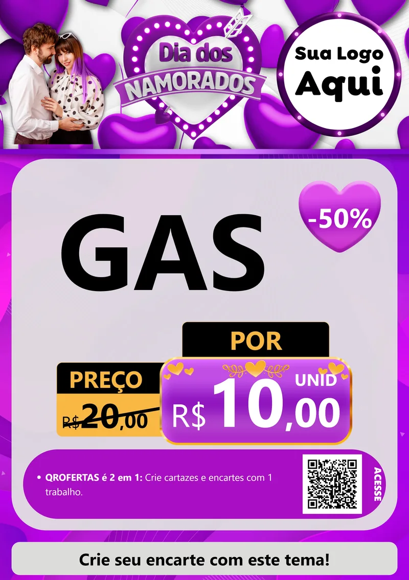 Modelo de Cartaz para Cartaz A4 Vertical com o tema Dia dos Namorados para Água e gás