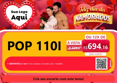 Modelo de Cartaz para Cartaz A4 Horizontal com o tema Feliz Dia Dos Namorados para Concessionaria de Motos