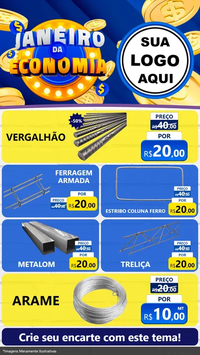 Modelo de TV para TV Vertical com o tema Janeiro da Economia para Ferragens