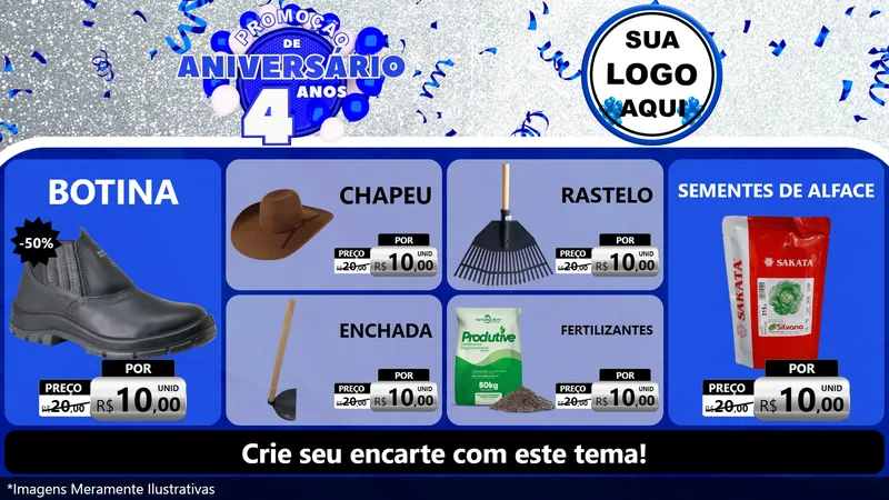 Modelo de TV para TV Horizontal com o tema Promoção de Aniversário - 4 Anos para Agropecuária