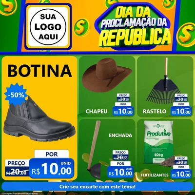 Modelo de Rede Social para Feed Facebook com o tema Dia Da Proclamação da República para Agropecuária