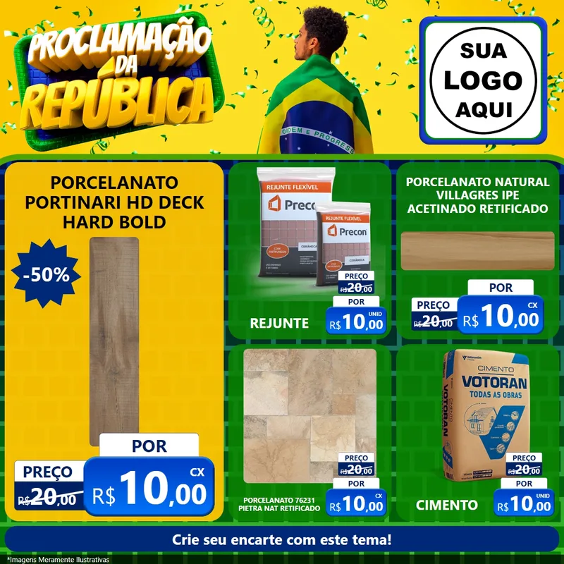 Modelo de Rede Social para Feed Facebook com o tema Proclamação da República para Pisos e revestimentos
