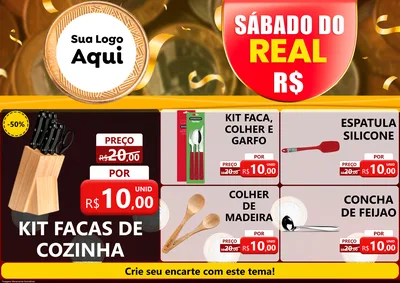 Modelo de Encarte para Encarte A4 Horizontal com o tema Sábado do Real para Utilidades Domésticas