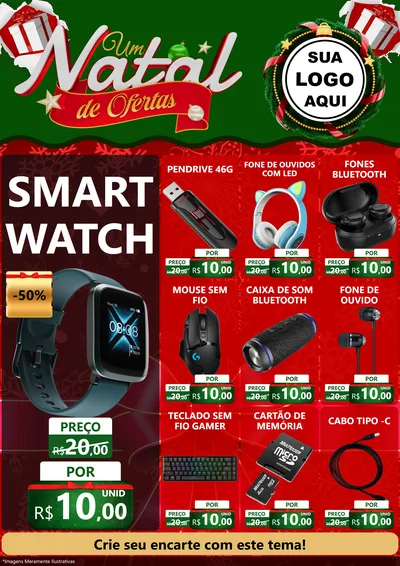 Modelo de Encarte para Encarte A4 Vertical com o tema Um Natal de Ofertas para Informática