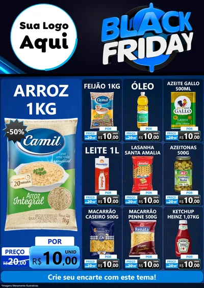 Modelo de Encarte para Encarte A4 Vertical com o tema Black Friday para Supermercado