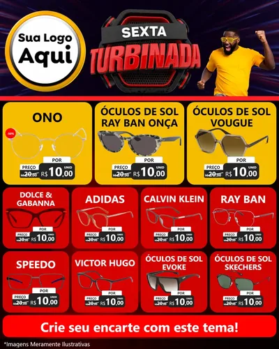 Modelo de Rede Social para Feed Instagram com o tema Sexta Turbinada para Óticas