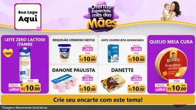 Modelo de TV para TV Horizontal com o tema Ofertas Especiais - Mês das Mães para Frios e Laticínios