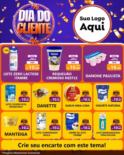 Modelo de Rede Social para Feed Instagram com o tema Dia do Cliente para Frios e Laticínios