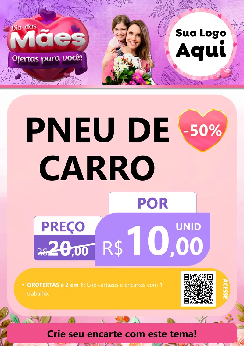 Modelo de Cartaz para Cartaz A4 Vertical com o tema Dia das Mães Ofertas para Você! para Auto peças
