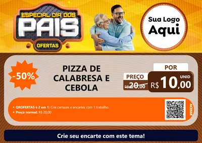 Modelo de Cartaz para Cartaz A4 Horizontal com o tema Especial Dia dos Pais para Pizzaria