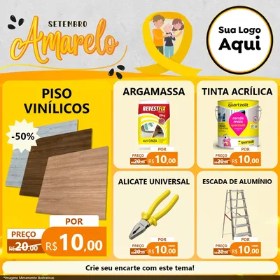 Modelo de Rede Social para Feed Facebook com o tema Setembro Amarelo para Material para Construção
