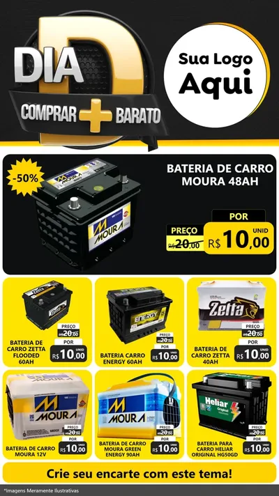 Modelo de Rede Social para Stories com o tema Dia D Mais Economia para Baterias Elétricas