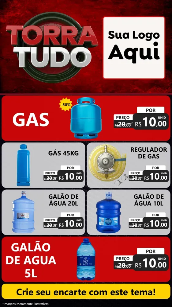 Modelo de TV para TV Vertical com o tema Torra Tudo para Água e gás