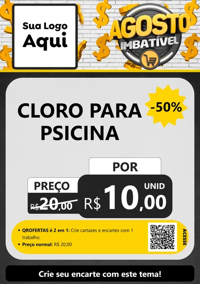 Modelo de Cartaz para Cartaz A4 Vertical com o tema Agosto imbatível para Produtos para Piscina