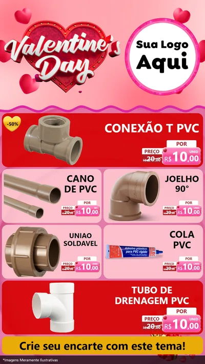 Modelo de TV para TV Vertical com o tema Valentine's Day para Tubos e conexões