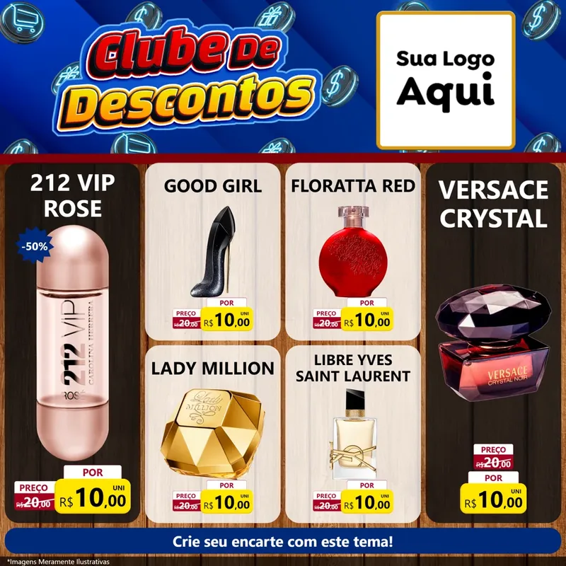 Modelo de Rede Social para Feed Facebook com o tema Clube de Descontos para Perfumes