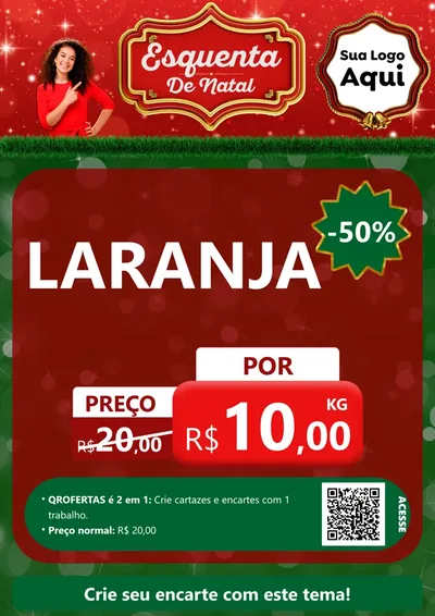 Modelo de Cartaz para Cartaz A4 Vertical com o tema Esquenta de Natal para Hortifrúti