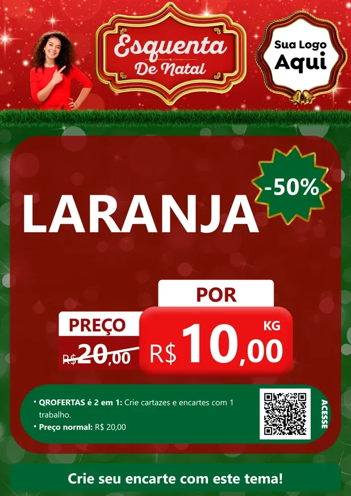 Modelo de Cartaz para Cartaz A4 Vertical com o tema Esquenta de Natal para Hortifrúti