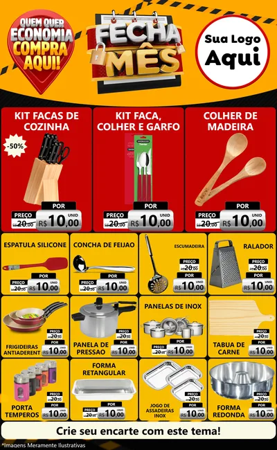 Modelo de Encarte para Encarte Grande com o tema Fecha Mês para Utilidades Domésticas