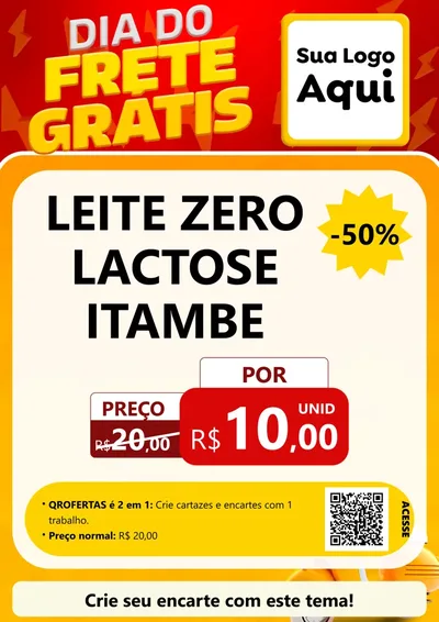 Modelo de Cartaz para Cartaz A4 Vertical com o tema Dia do Frete Grátis para Frios e Laticínios