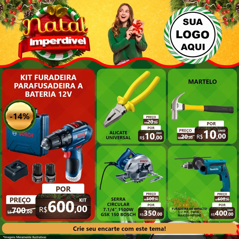 Modelo de Rede Social para Feed Facebook com o tema Natal Imperdível para Maquinas e Ferramentas
