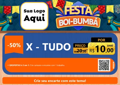 Modelo de Cartaz para Cartaz A4 Horizontal com o tema Festa Boi Bumbá para Hamburgueria