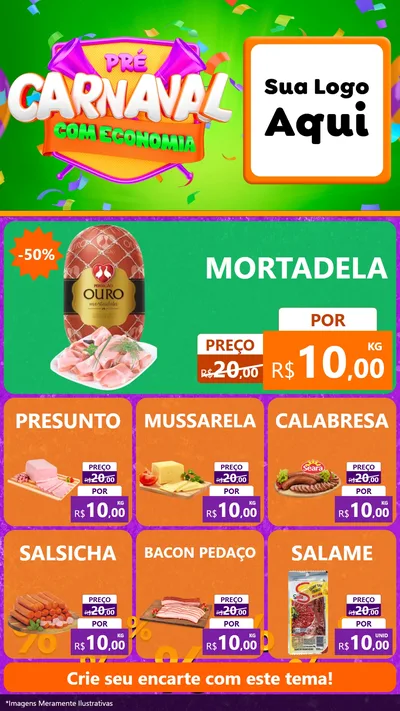 Modelo de Rede Social para Stories com o tema Pré-Carnaval Com Economia para Frios e Laticínios