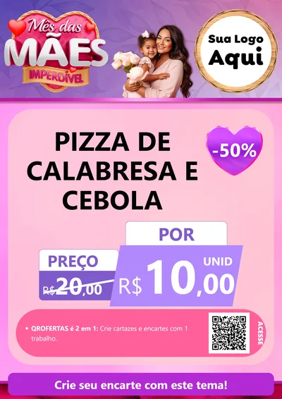 Modelo de Cartaz para Cartaz A4 Vertical com o tema Mês das Mães Imperdível para Pizzaria